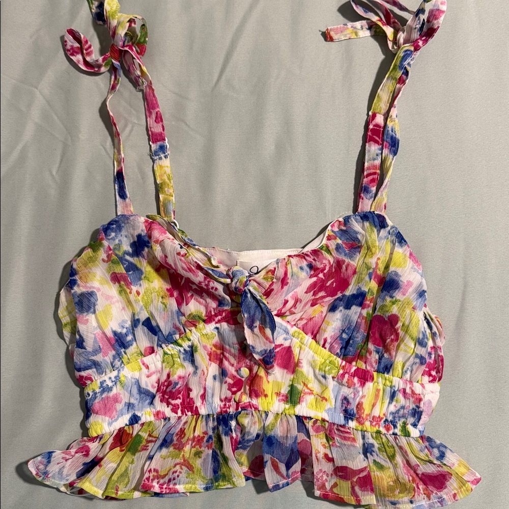 Floral Tie-Strap Crop Top